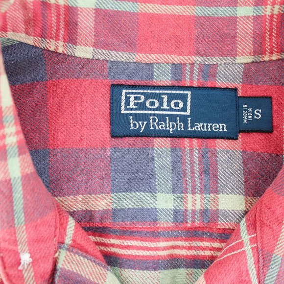 VTG Polo Ralph Lauren Shirt Cotton  Flannel Plaid Button Up Long Slv Men's Small - Picture 6 of 16